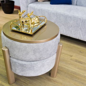 SALA ALICANTE CHAMPAÑA MESA PUFF TAPIZ GRIS	 - imagen 3