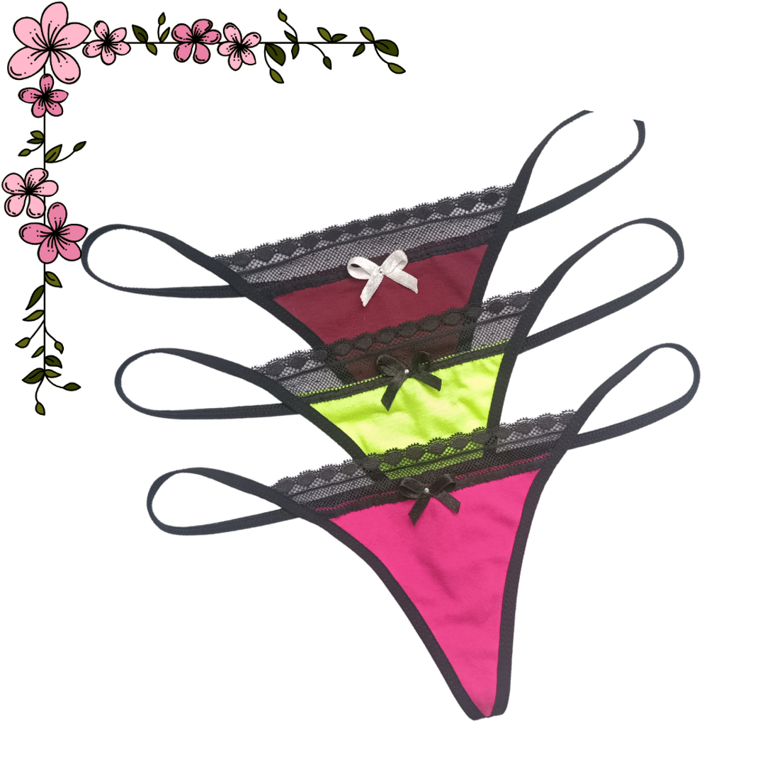 Tanga hilo algodón con encaje 