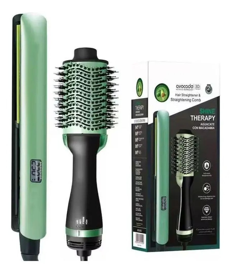 COMBO CEPILLO SECADOR + PLANCHA AGUACATE REIMIOGTON 2 EN 1