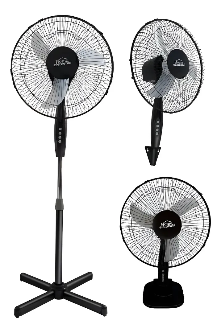 Ventilador Home Elements 3 En 1 Piso 16"  negro