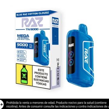 Imagen del producto Raz Tn Blue Raz Cotton Cloudz 9.000 Puffs