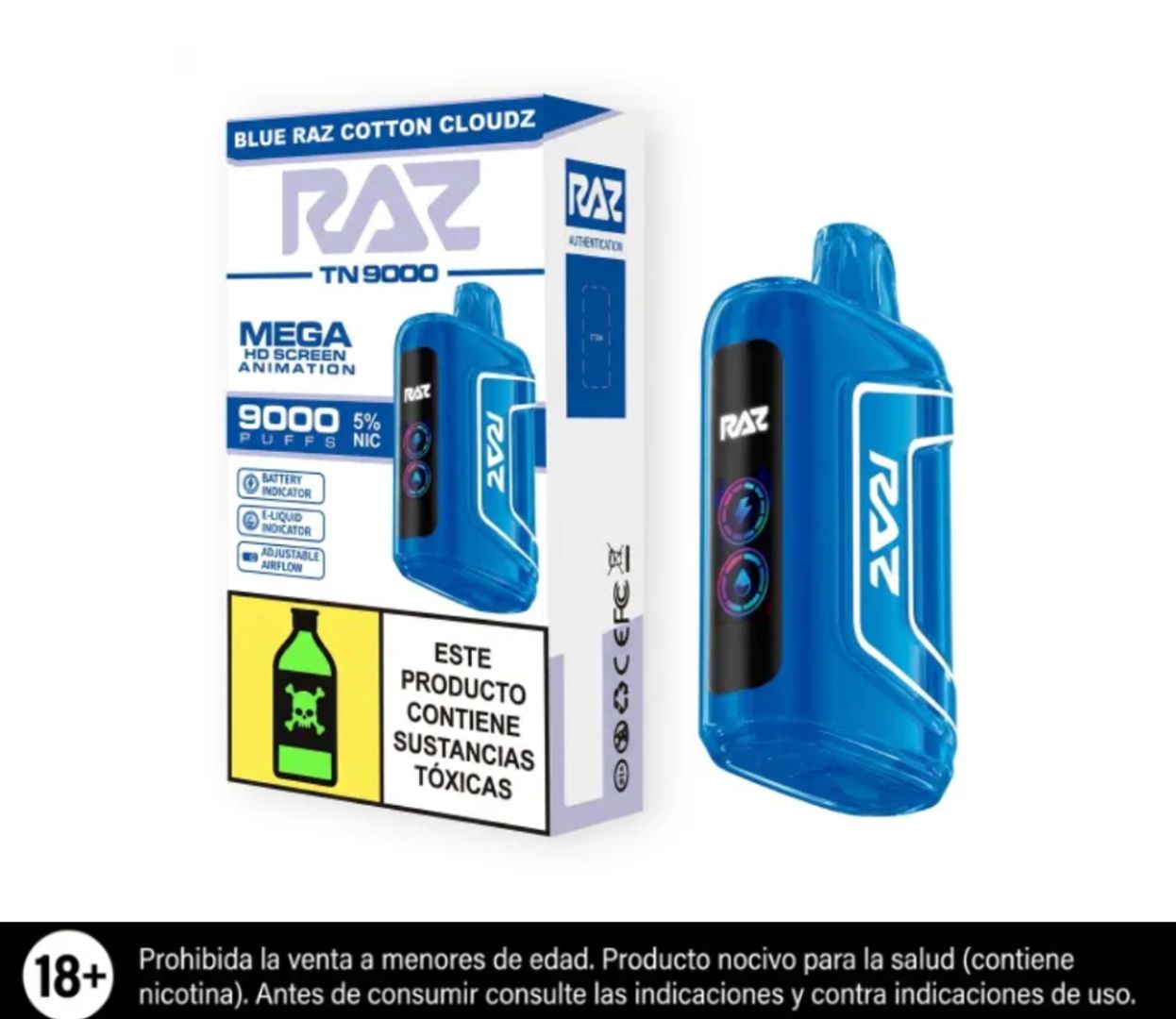 Raz Tn Blue Raz Cotton Cloudz 9.000 Puffs