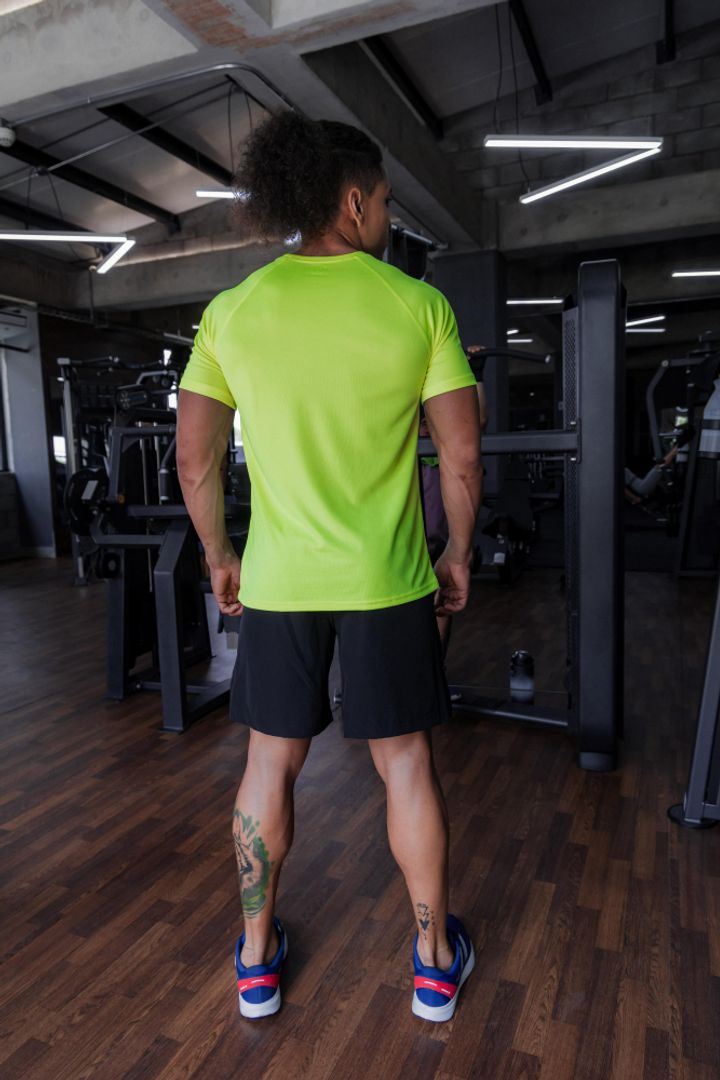 SET MEN CAMISETA A. NEON + PANTALONETA NEGRA 