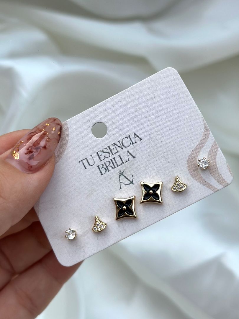 Set topo trío negro estrella 