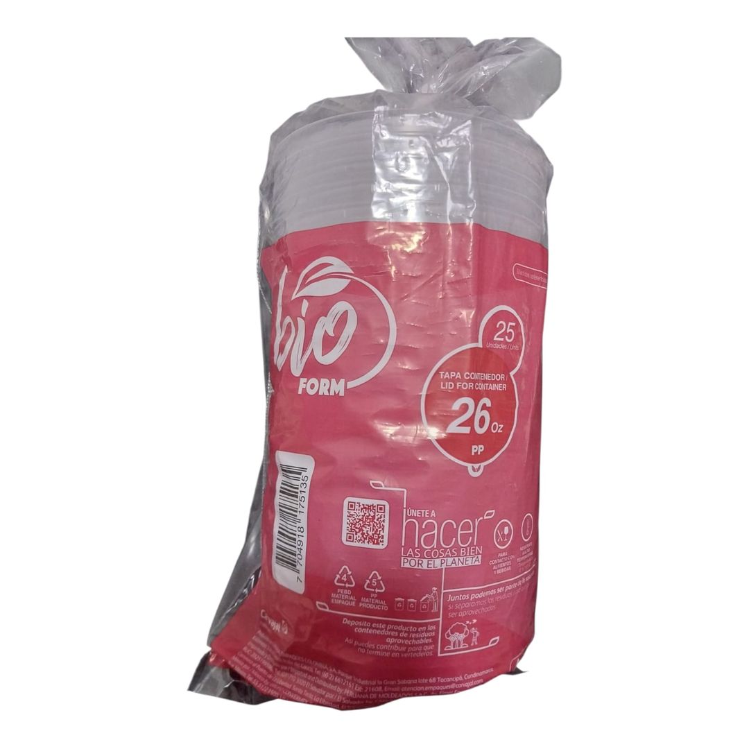    T. TAPA CONTENEDOR 26 OZ PAQ. X 25 UND 