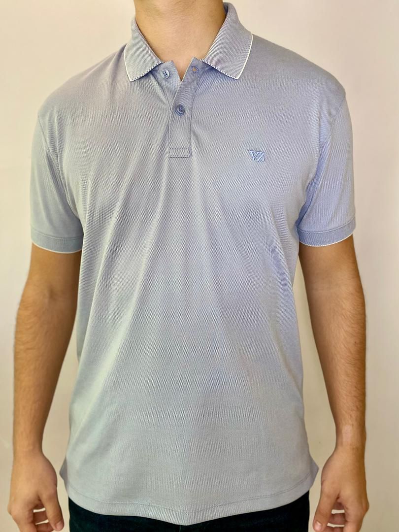 POLO CON TEXTURA SOLAN VELEZ - AZUL