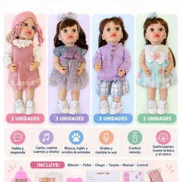 JUGUETE MUÑECA REALISTA INTERACTIVA MUSICAL CON ACCESORIOS - imagen 1