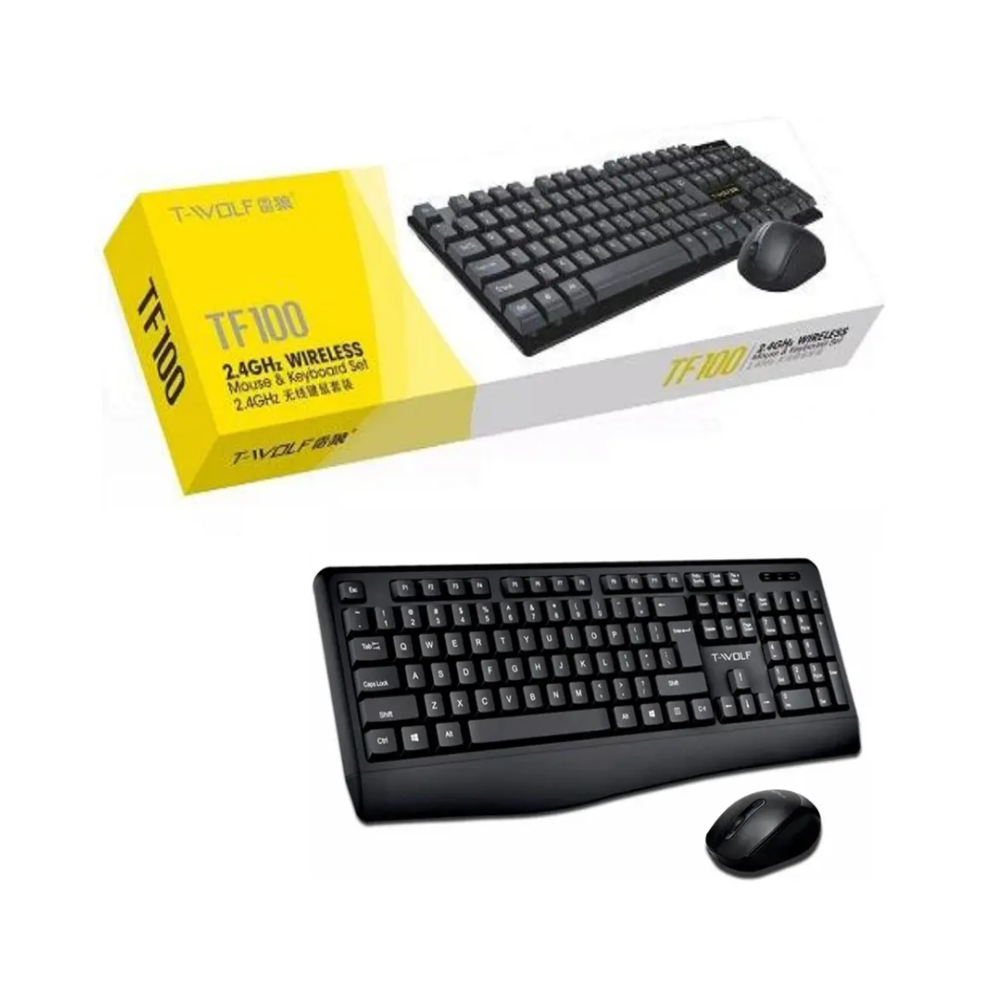 COMBO TECLADO Y MOUSE INALAMBRICO T-WOLF TF100