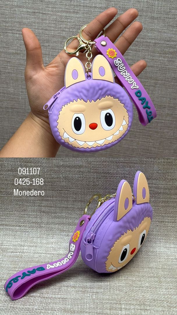 MONEDERO EN SILICONA DE LABUBU LILA