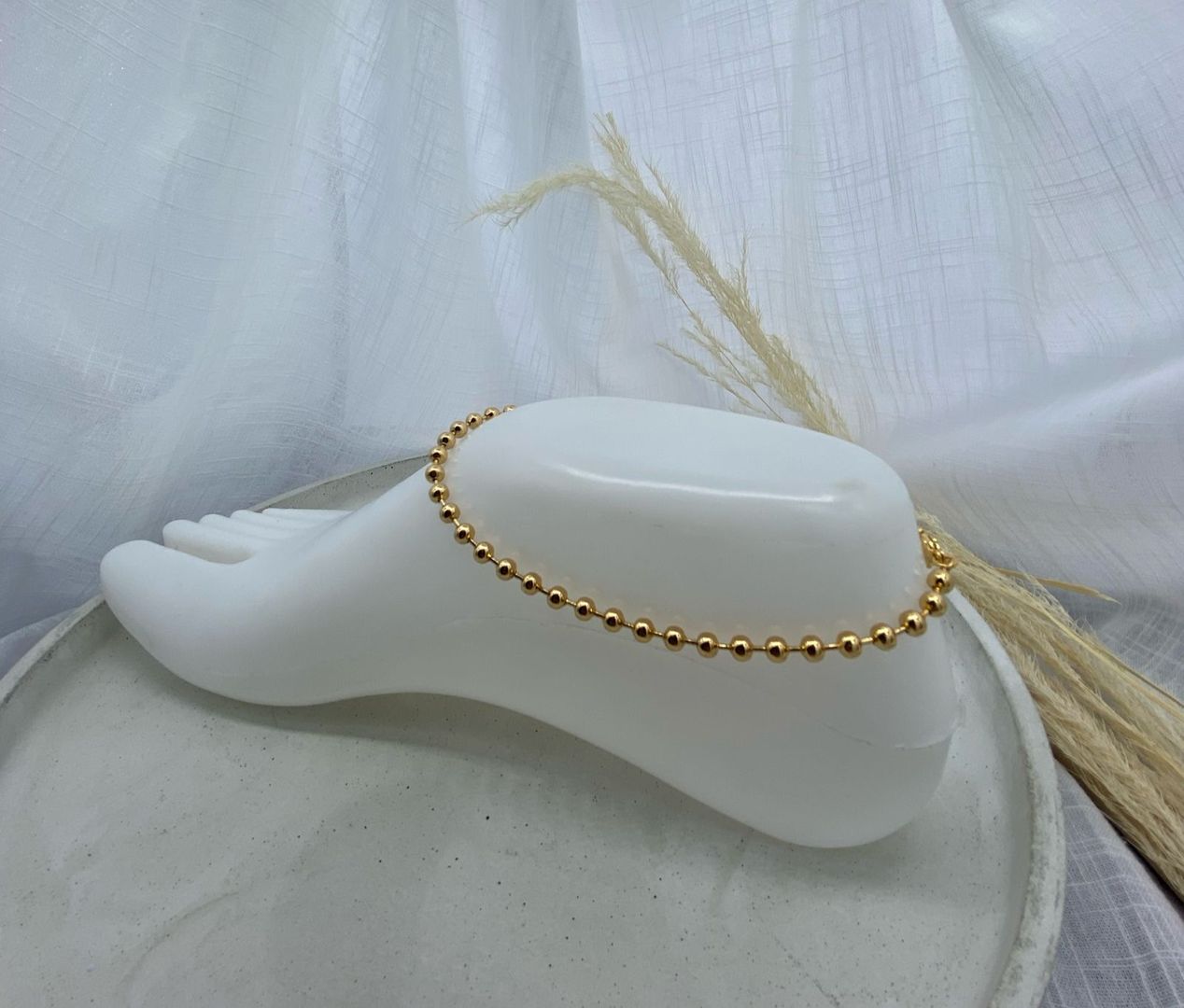 Tobillera perlas, pequeña, oro rosa, covergold 