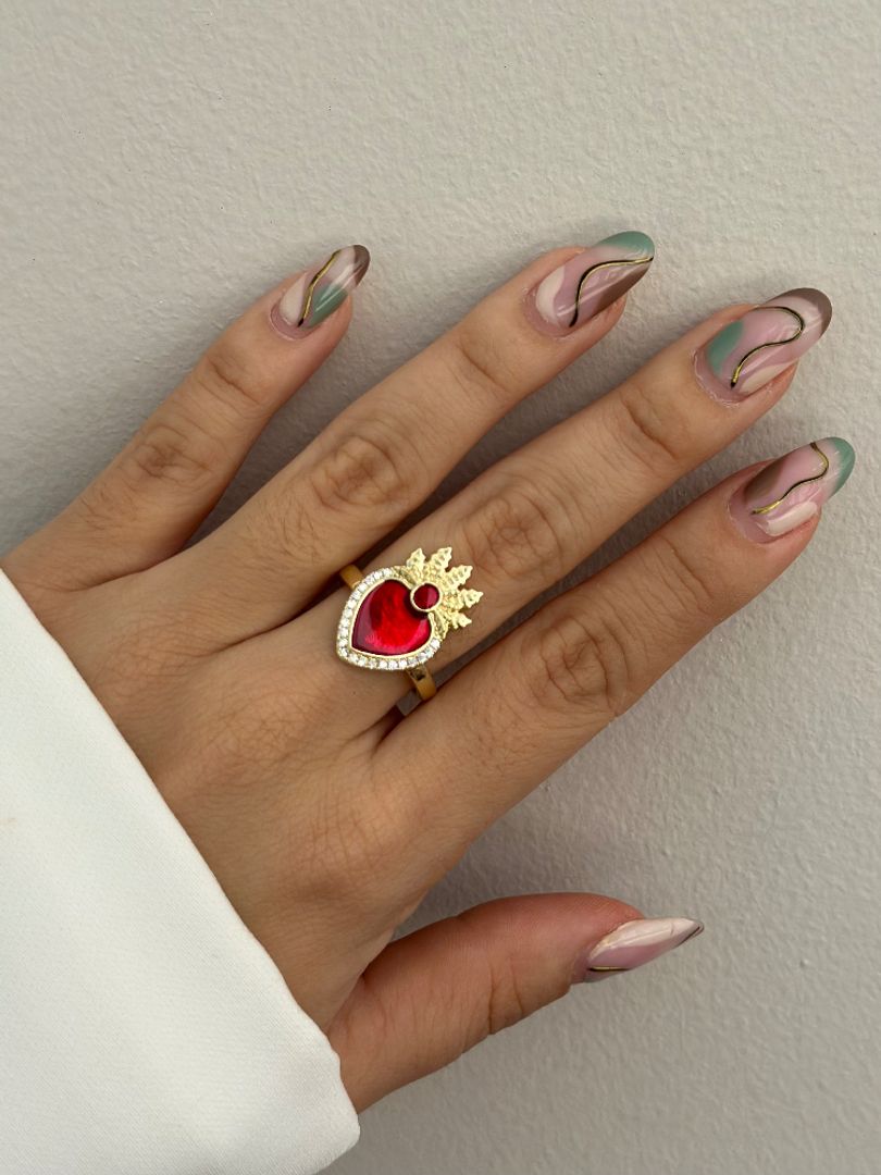Anillo corazón rojo 
