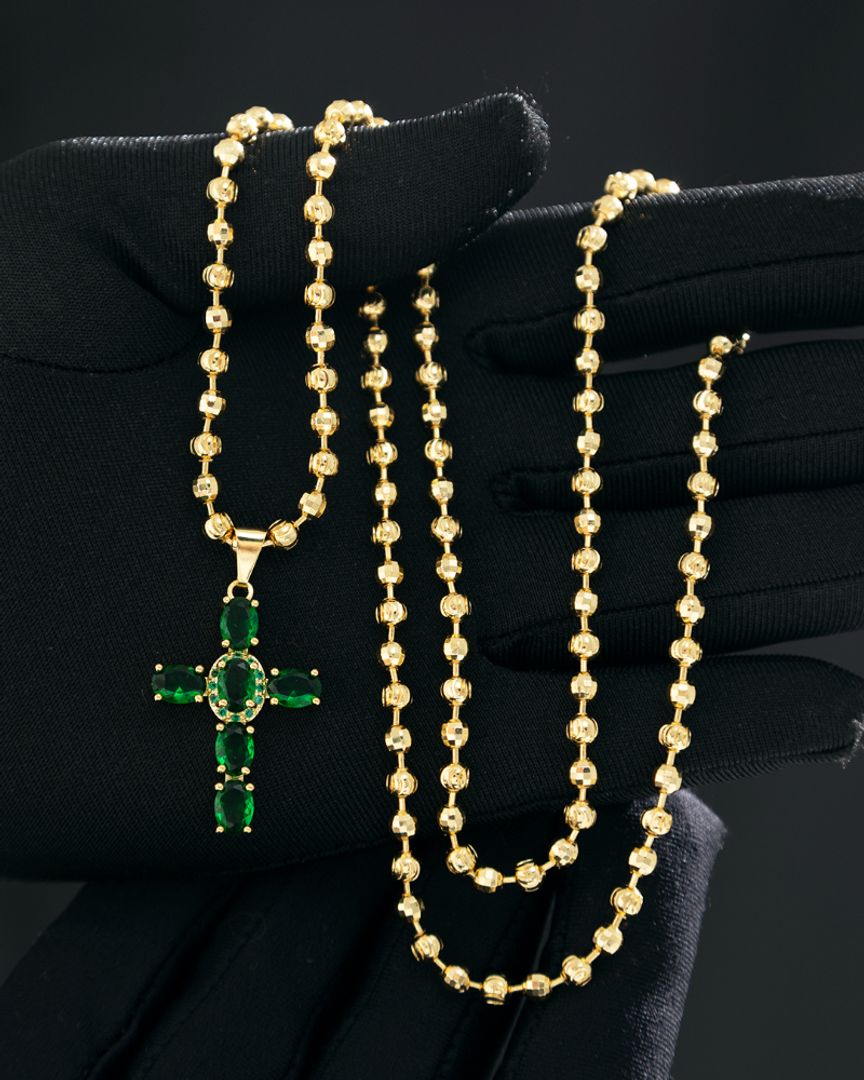 Cadena militar disco dije cruz verde