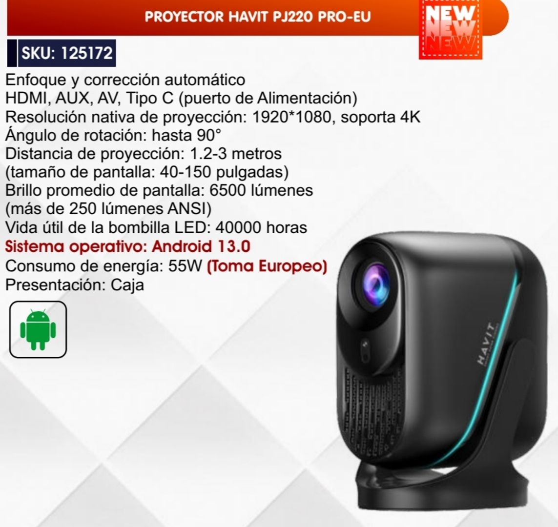PROYECTOR HAVIT PJ220 PRO-EU 