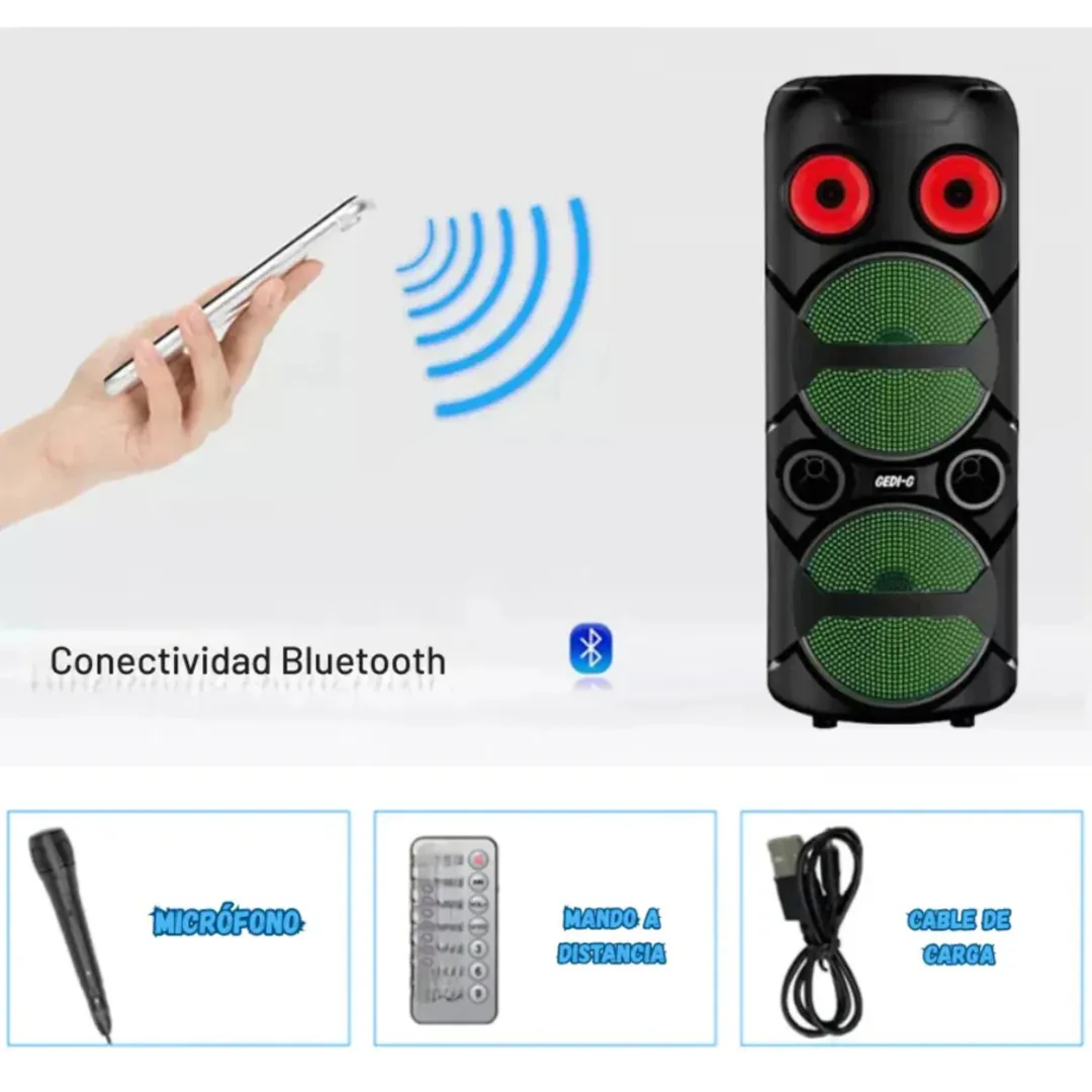 PARLANTE RADIO DOBLE BOCINA RECARGABLE GEDI-G
