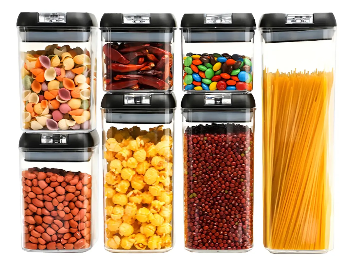 ORGANIZADOR FRASCO HERMETICO COCINA RECIPIENTE X7 COLOR NEGRO