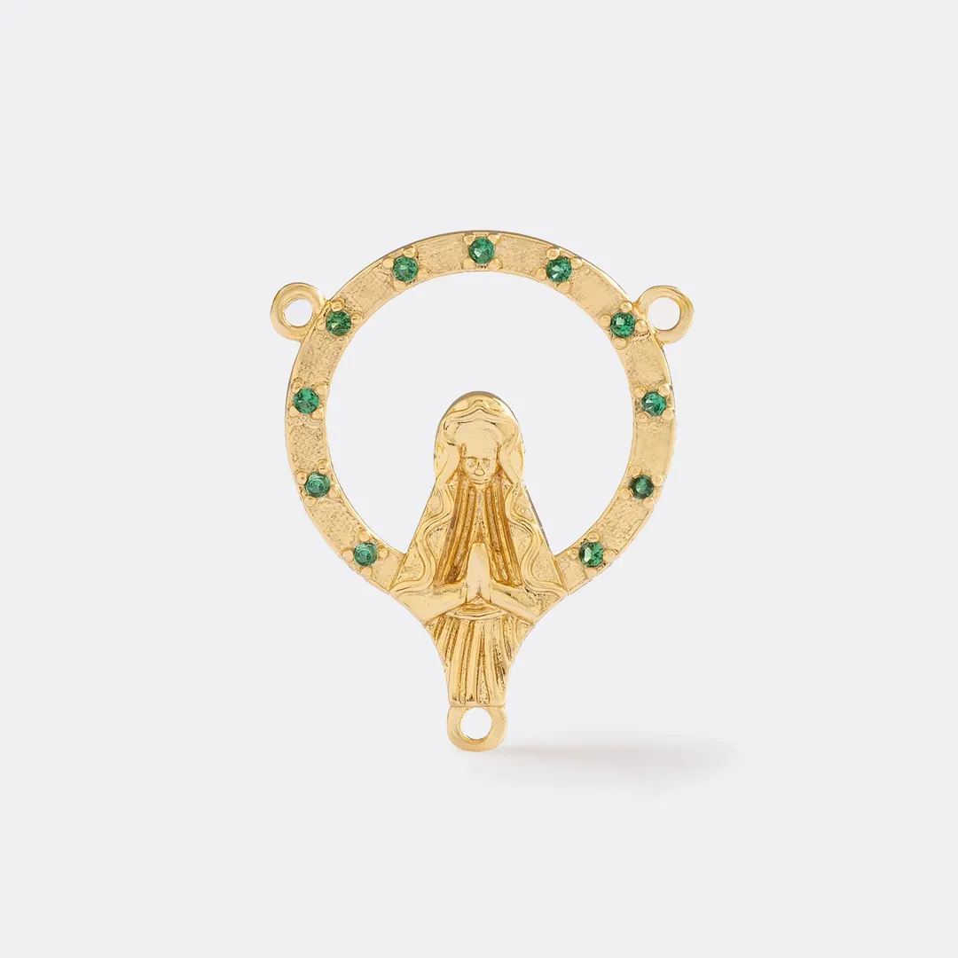Crucero Virgen Con Circonias Verde