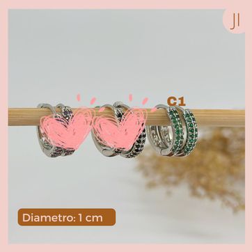 Imagen del producto Candongas Rodio Plateada circon green