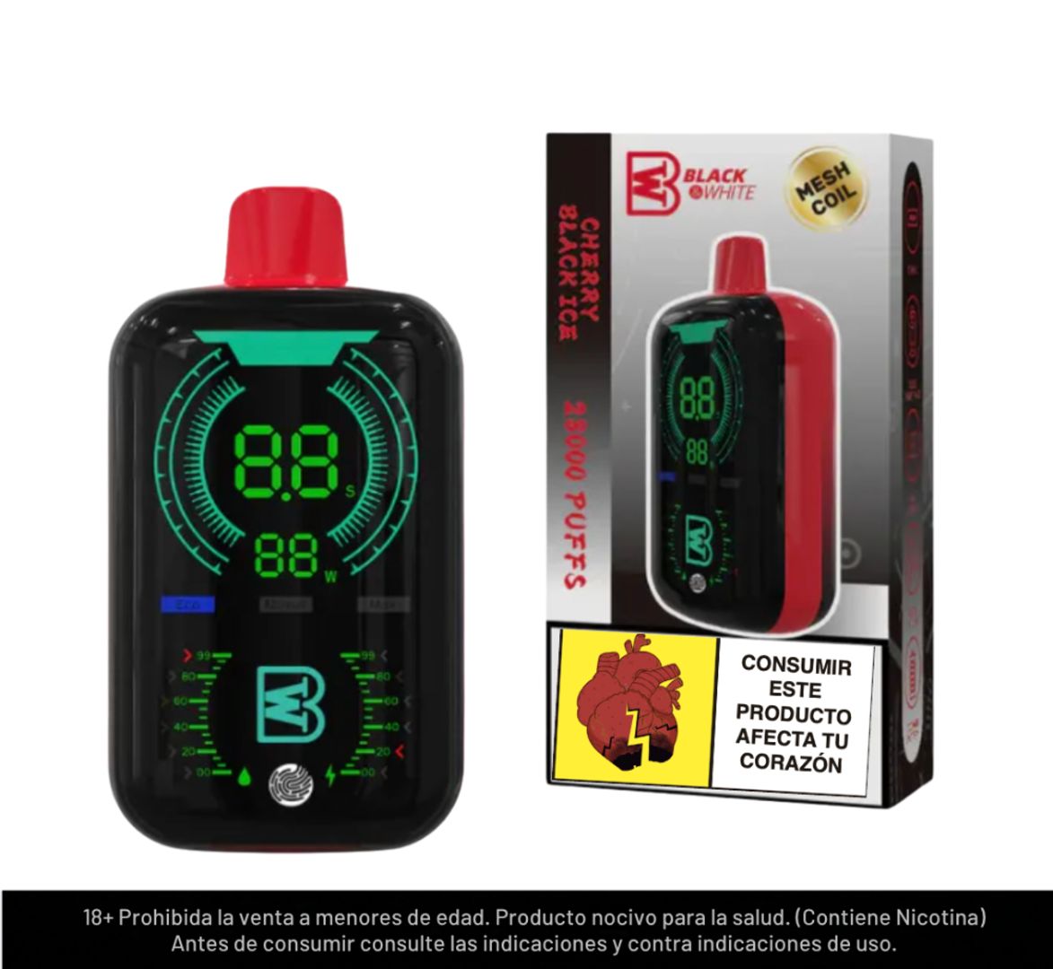 Black And White Cherry Black Ice 28.000 Puffs