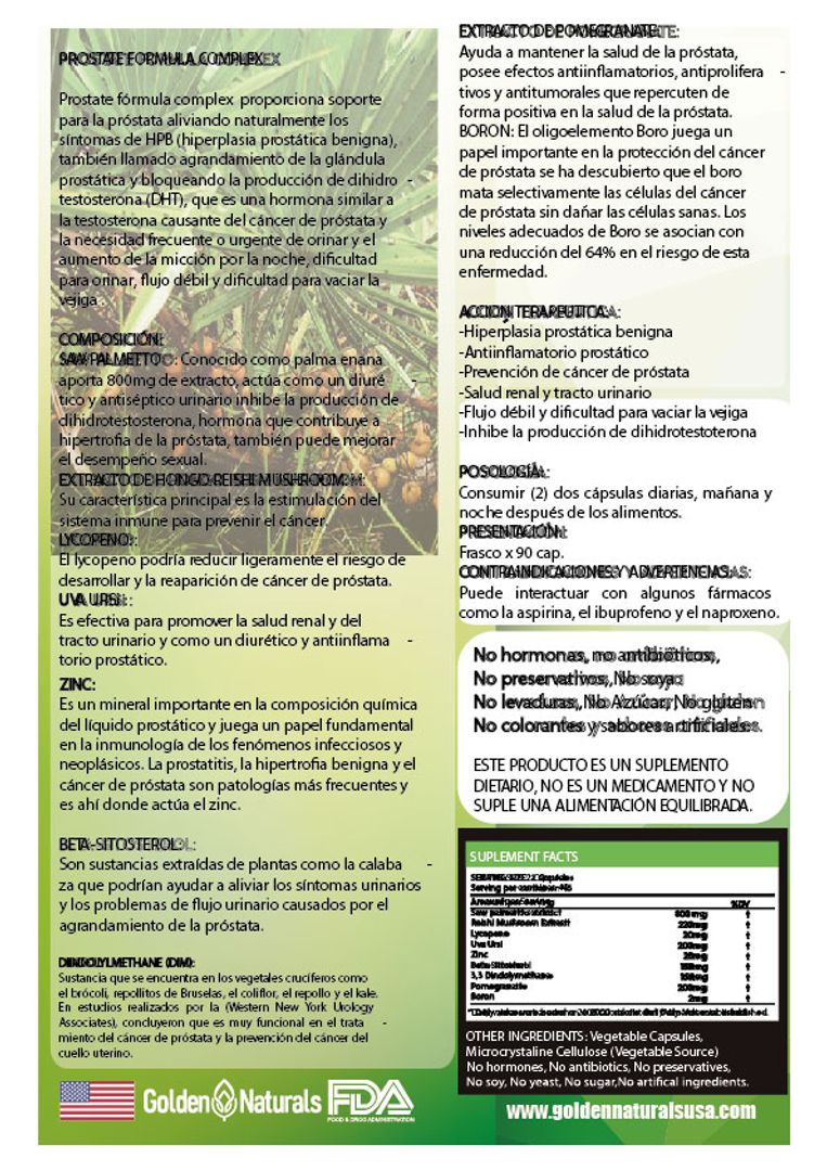 FÓRMULA PARA LA PRÓSTATA