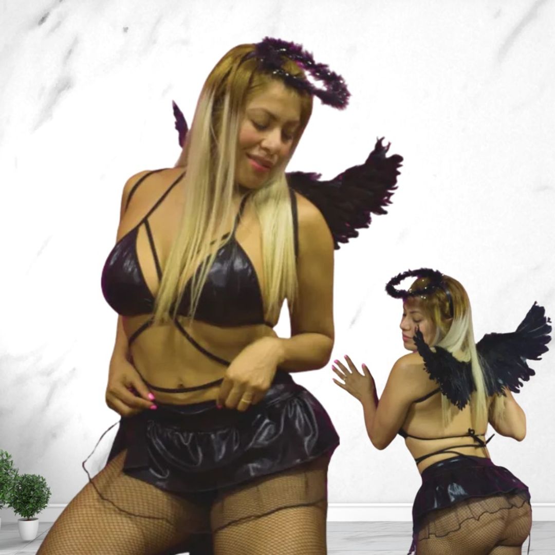 DISFRAZ Angel Negro Set 6 Piezas.