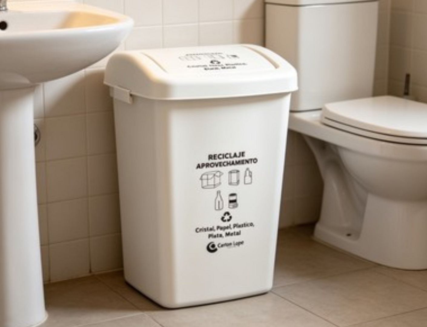 PAPELERA 36 LTS TAPA PLANA BLANCA-CLP