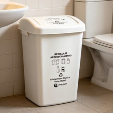 Imagen del producto PAPELERA 36 LTS TAPA PLANA BLANCA-CLP