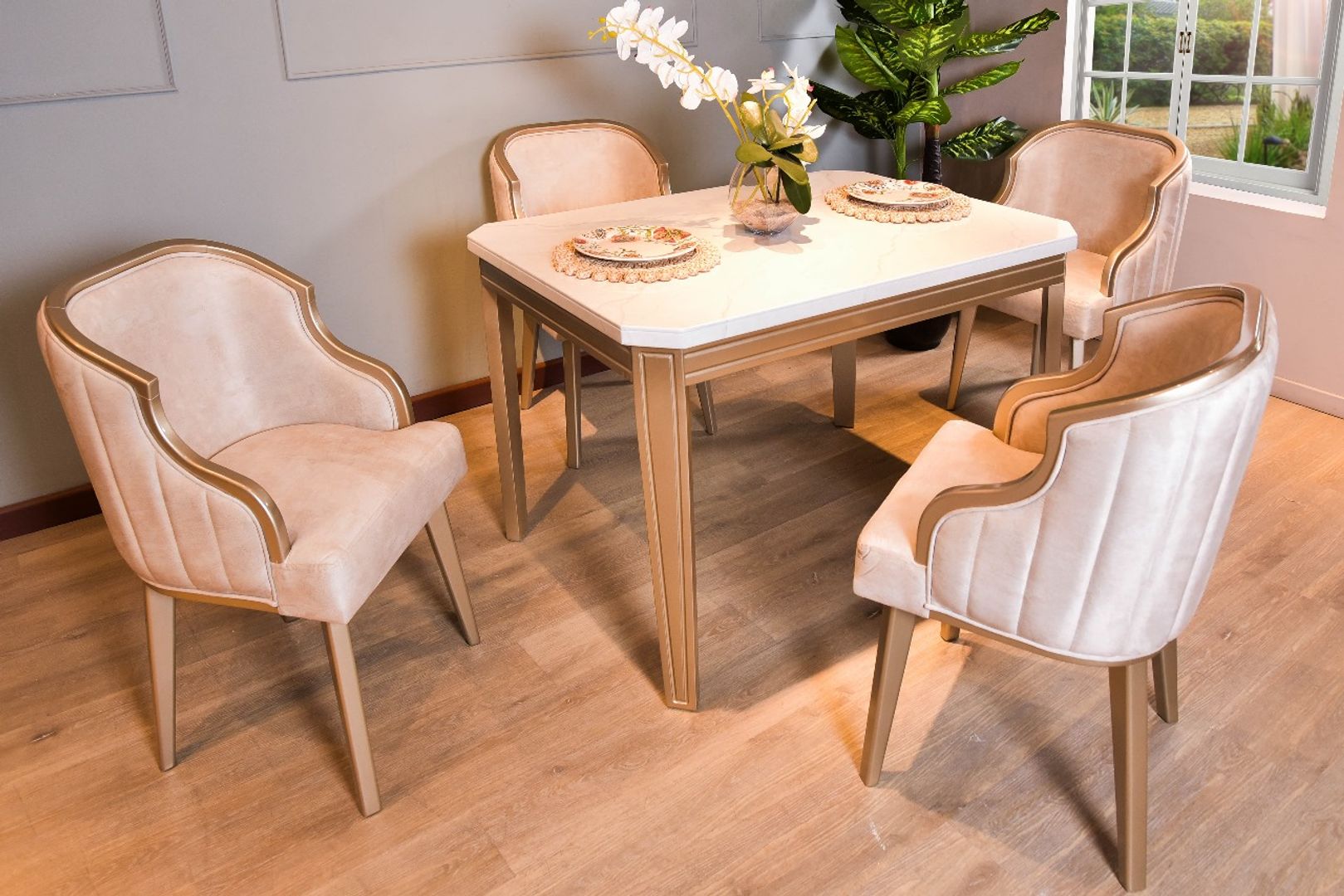 CDOR CHARLESTON CHAMPAÑA X4 PM MARMOLIZADA TAPIZ  MARFIL