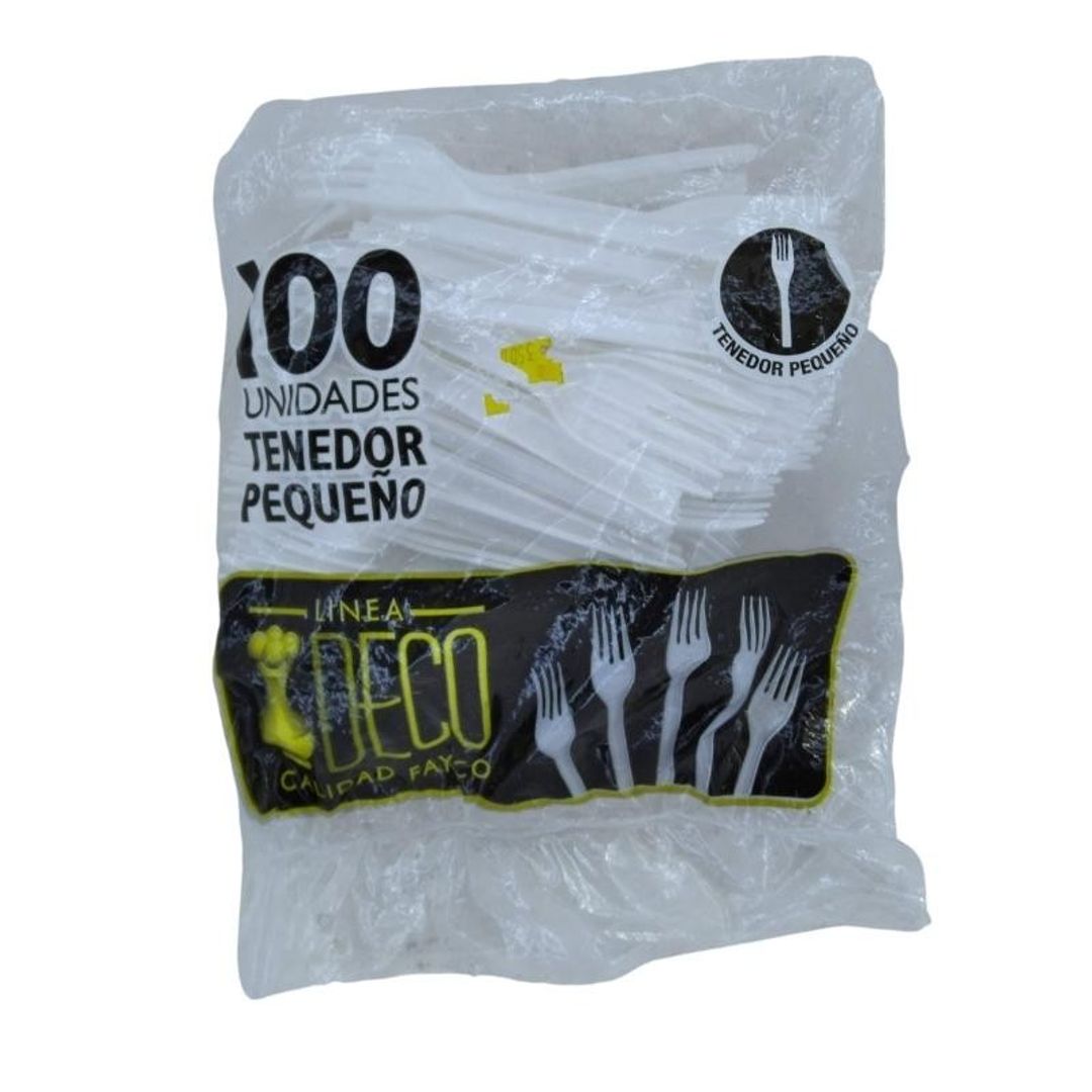 TENEDOR PLASTICO PEQUEÑO X 100 UND