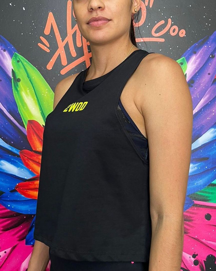 CAMISILLA  CORTA  NEGRO LOGO AMARILLO NEON