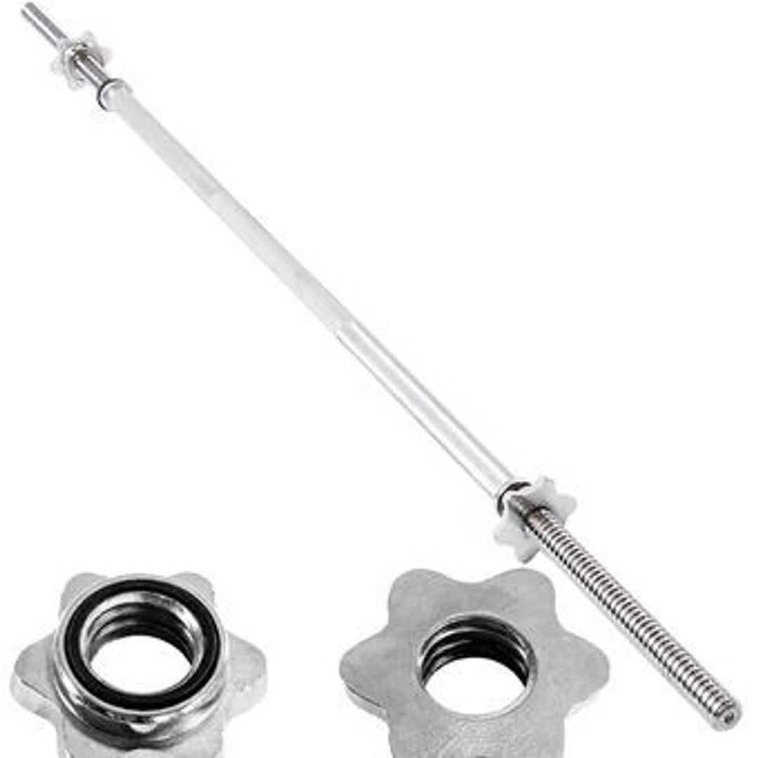 BARRA PARA PESAS RECTA CROMADA 120CM CON SEGUROS GYM