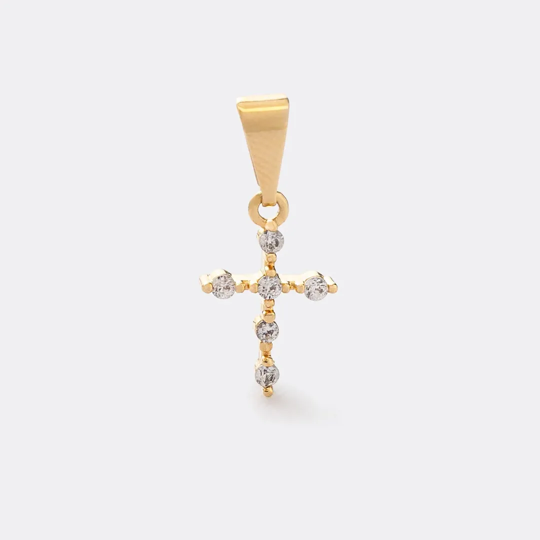 Dije Cruz 6 Circonias Cristal 1.1 cms Ed. Especial