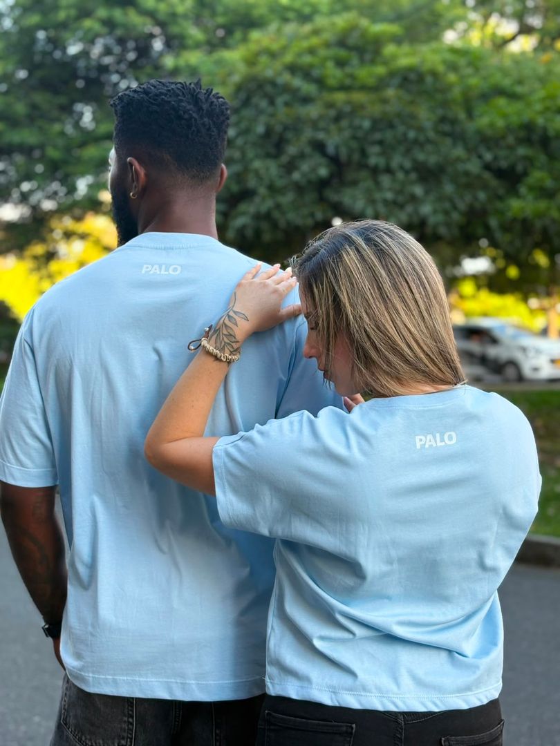 Camisetas Oversize en pareja Celeste