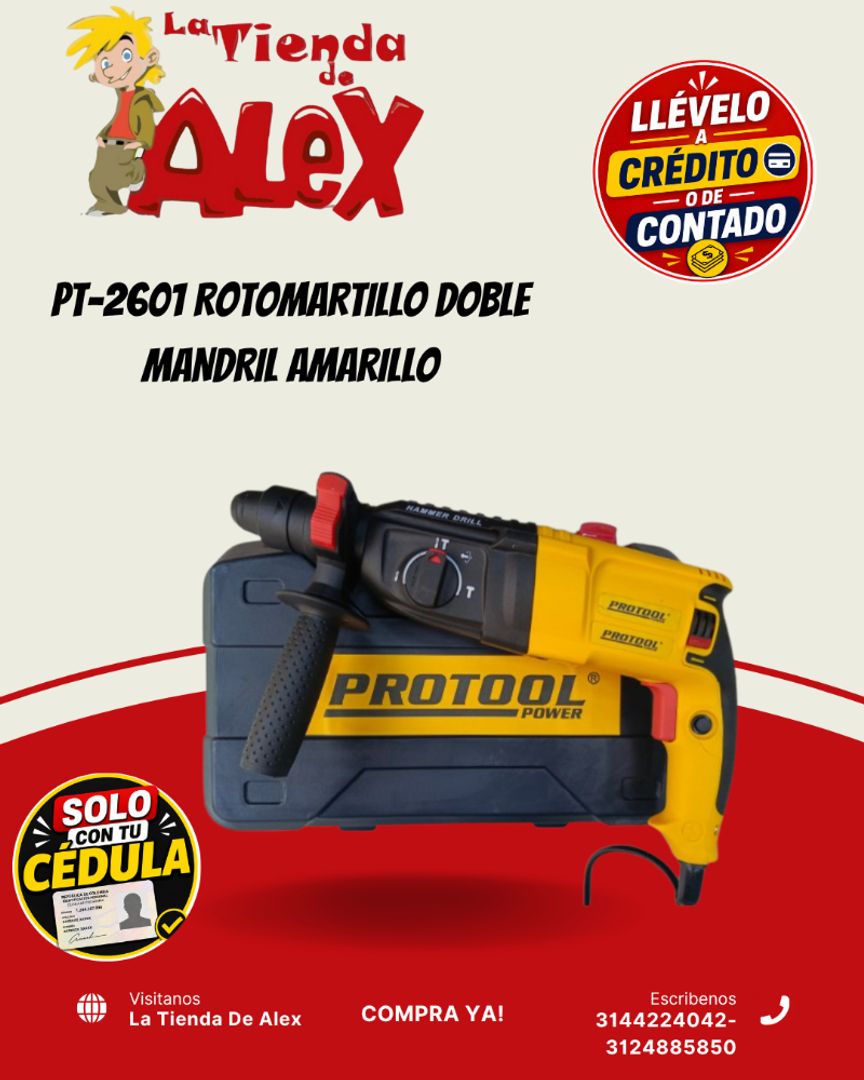 PT-2601 ROTOMARTILLO DOBLE MANDRIL AMARILLO