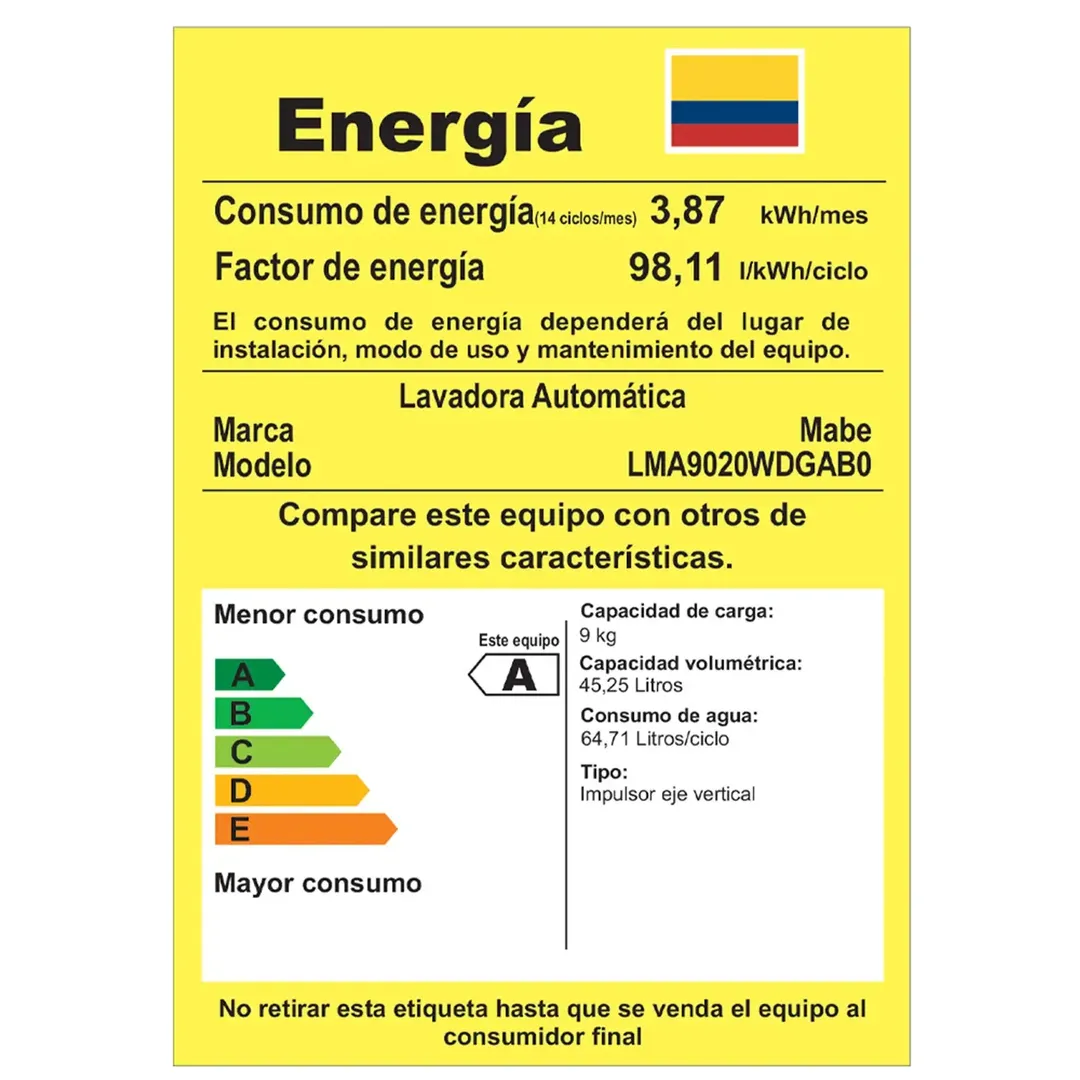 LAV MABE AUT 9KG - 20 LBS DIAMONG GRAY