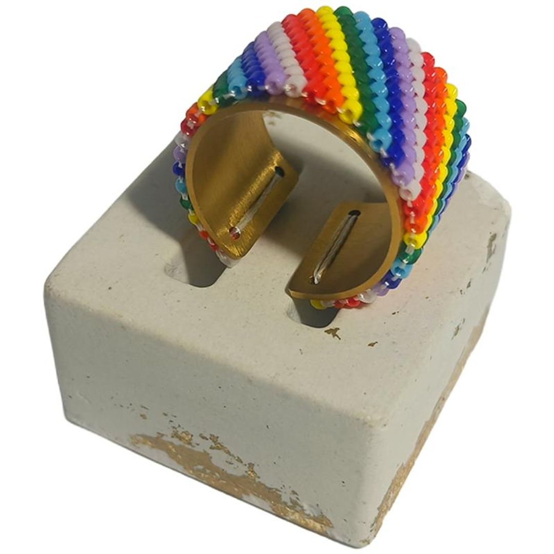 Anillo tejido en Miyuki Patrón en líneas