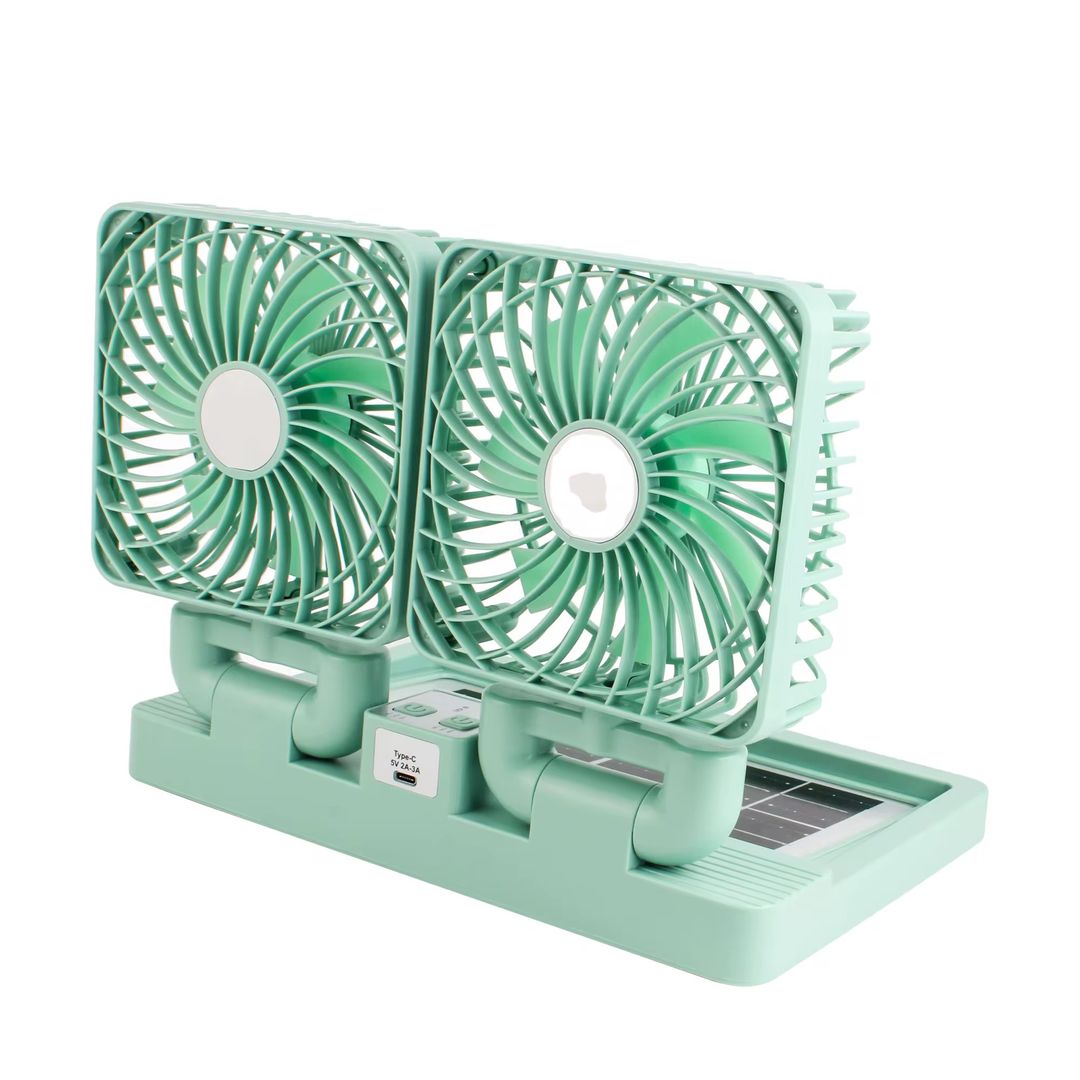 Ventilador doble, con panel solar 888
