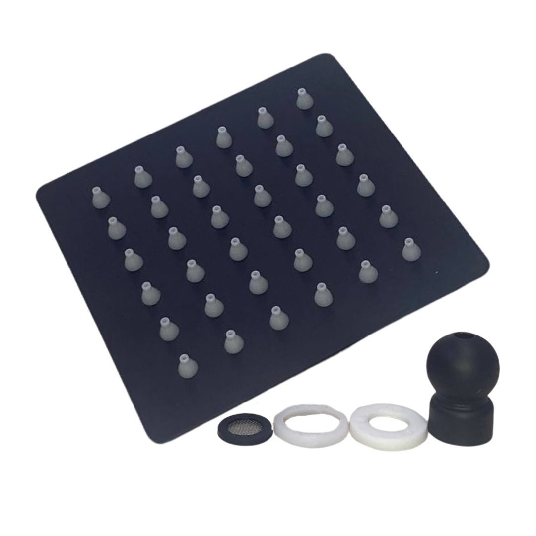 DUCHA ACERO CUADRADA 4" NEGRA FOCCI