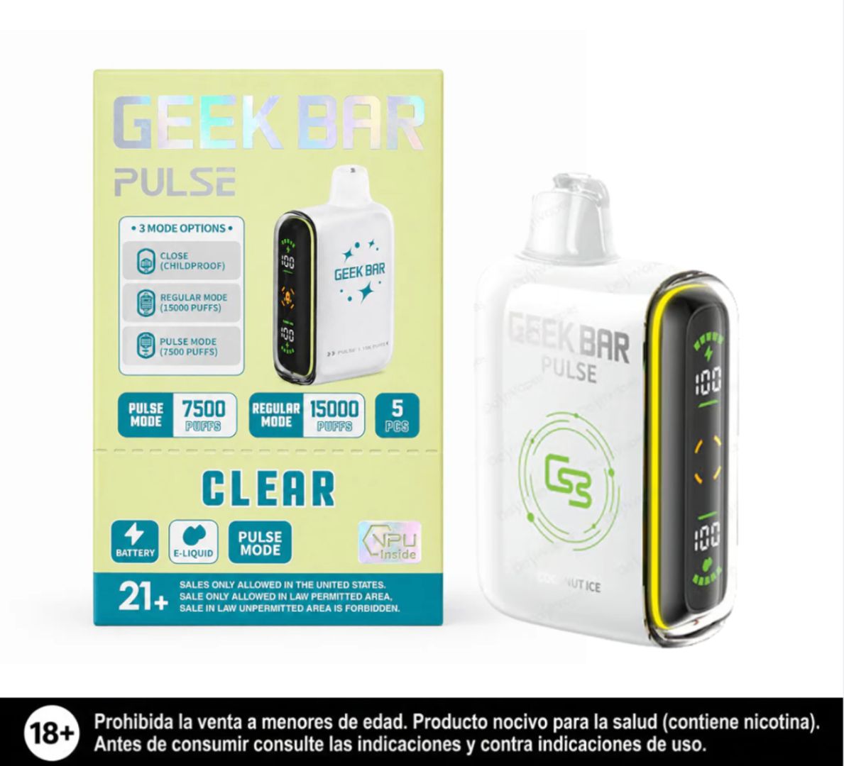 Geek Bar Pulse Clear 15.000 Puffs