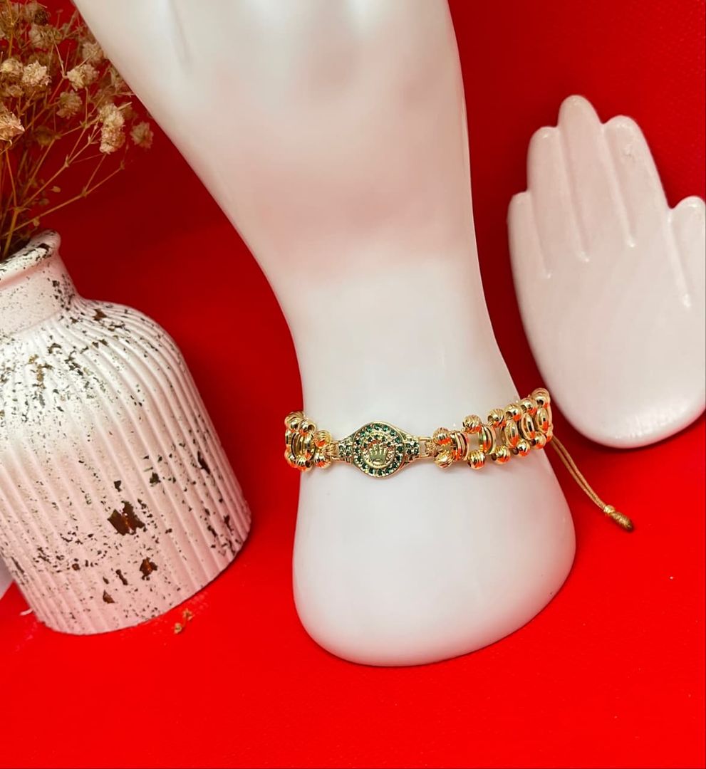 Pulsera rolex 3 carriles en barril 8mm y balin italy 4mm