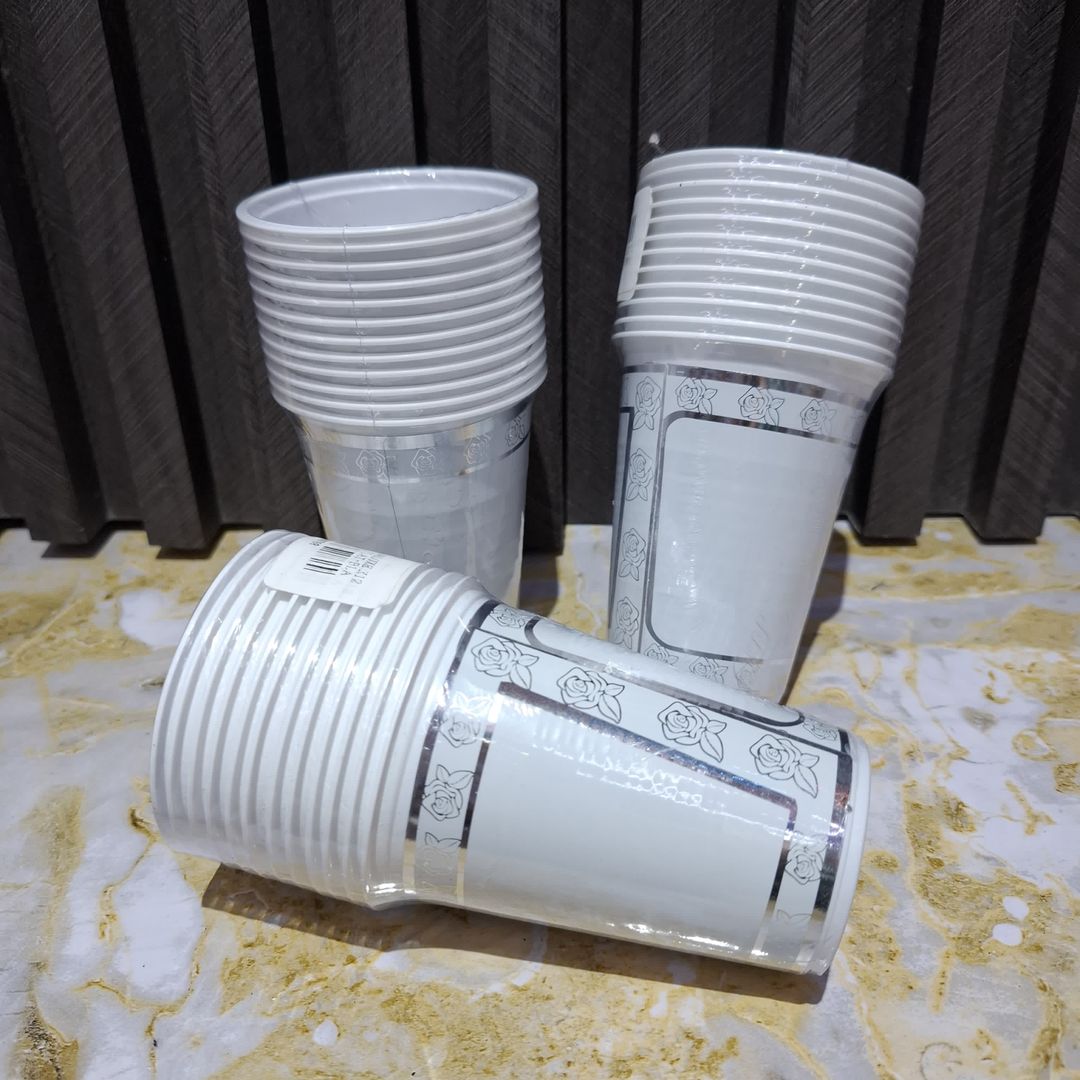 VASO X12 UND ESTAMPADO PLATA/BLANCO