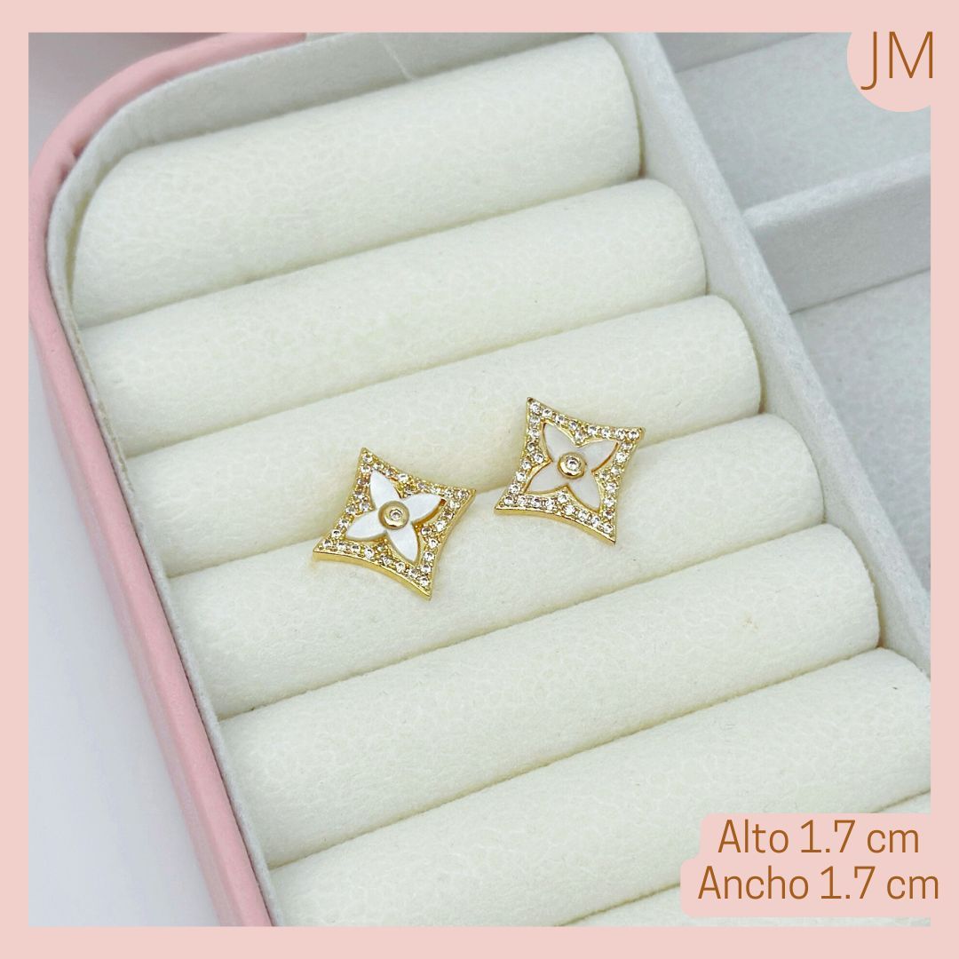 Aretes Topos Rombo Circonado Rodio 