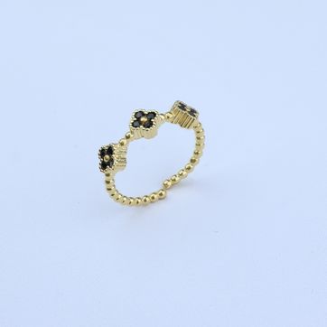 Imagen del producto ANILLO AJUTABLE 3TREBOLES  ONIX NEGRO  5889 
