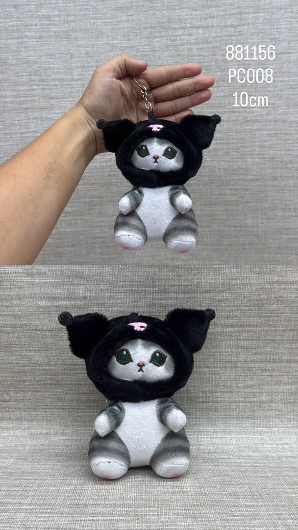 LLAVERO DE GATITO CON DISFRAZ DE KUROMI  10 CM