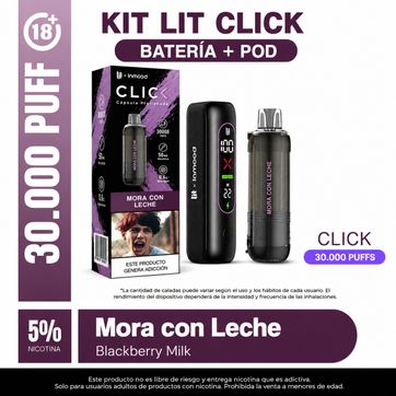 Imagen del producto Kit Lit Click Mora Con Leche 30.000 Puffs