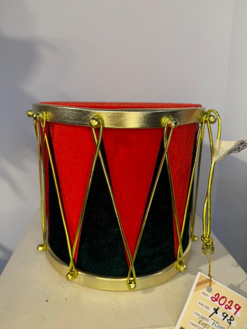 TAMBOR GRANDE DE PANA ROJA CON VERDE