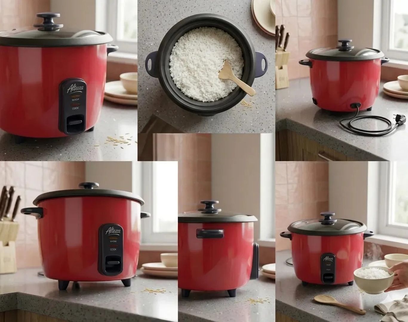 OLLA ARROCERA MULTIFUNCIONAL ALTEZZA 5 TAZAS 1L ROJO