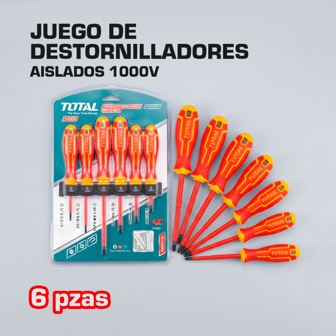 JUEGO DE DESTORNILLADORES AISLADOS 1000V 6 PIEZAS