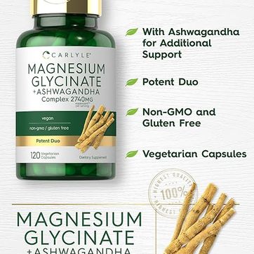 Glicinato de magnesio con Ashwagandha 2,740 mg  120cap Carlyle - imagen 1