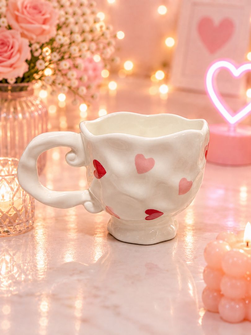 Mug tacita flores y corazones 