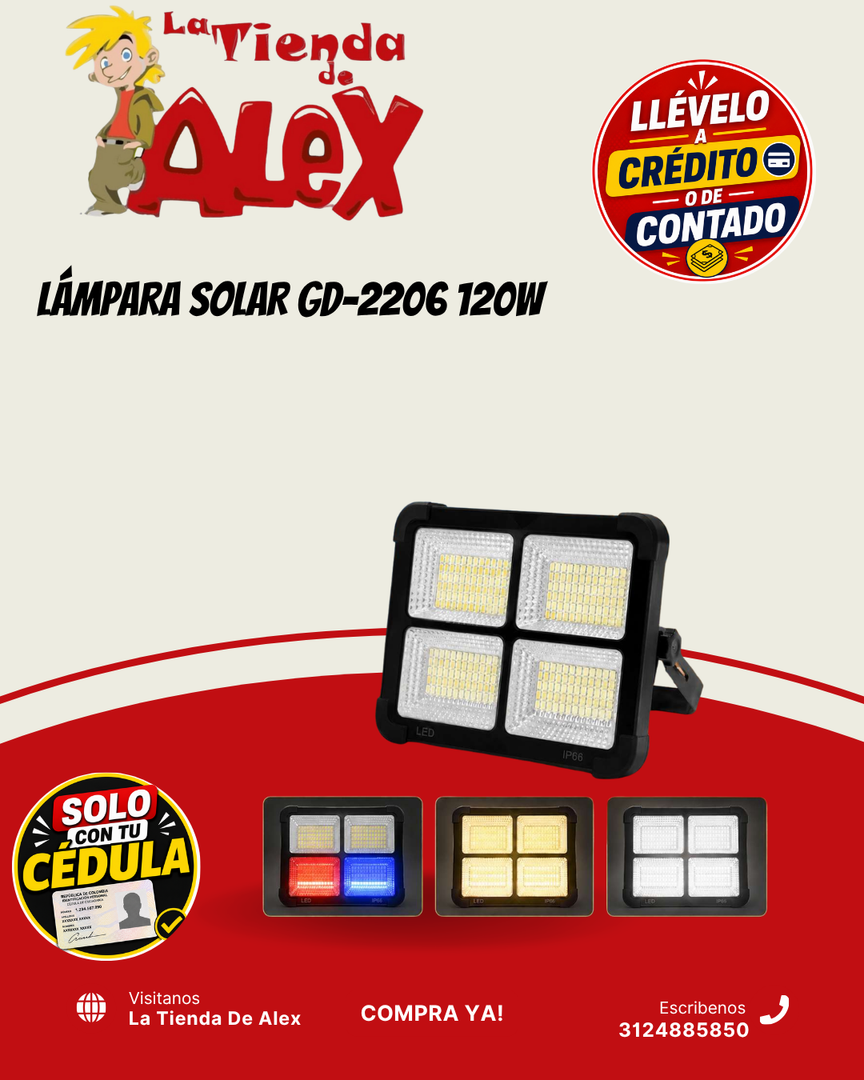 LÁMPARA SOLAR GD-2206 120W